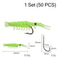 50PCS Lifelike Shrimp Lures Set with Hooks