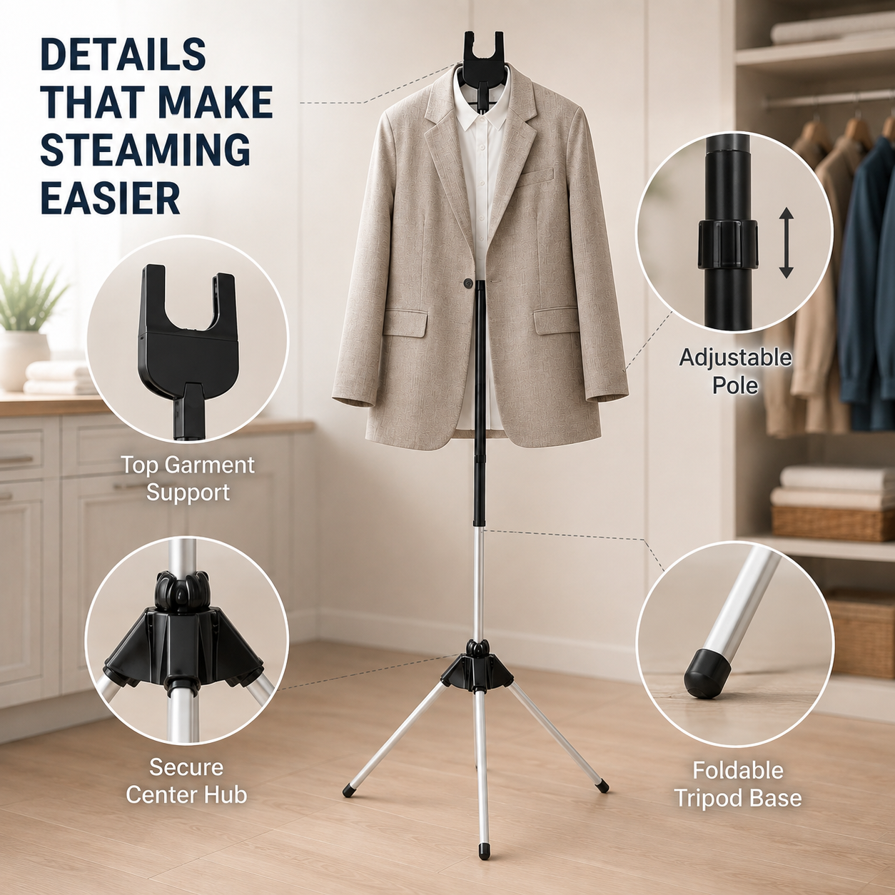 Adjustable Garment Steamer Stand