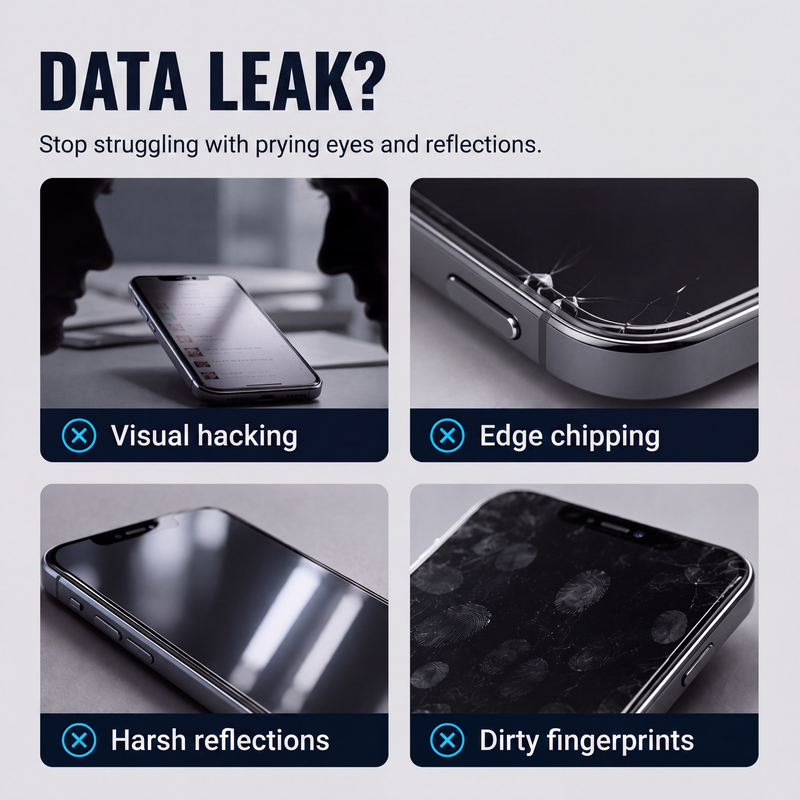 🔥50% OFF NOW! Privacy screen protector with tempered glass, auto dust removal & anti-spy protection 📱🔒✨✅💥