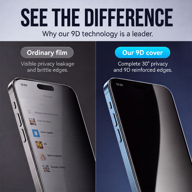🔥50% OFF NOW! Privacy screen protector with tempered glass, auto dust removal & anti-spy protection 📱🔒✨✅💥