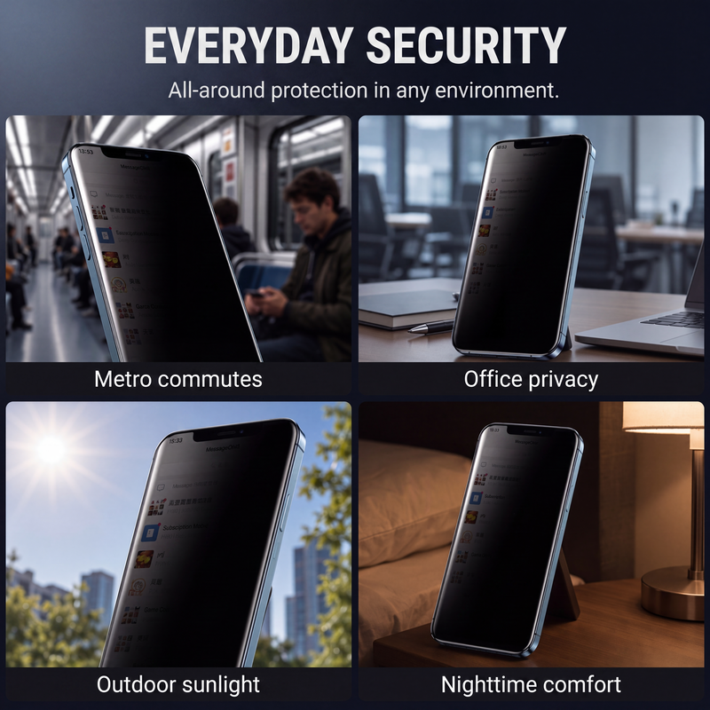 🔥50% OFF NOW! Privacy screen protector with tempered glass, auto dust removal & anti-spy protection 📱🔒✨✅💥