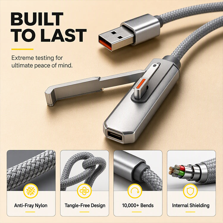 🔥50% OFF NOW! 2-in-1 foldable stand & 240W fast-charging braided Type-C cable, stable & durable 🔌⚡📱✅💥